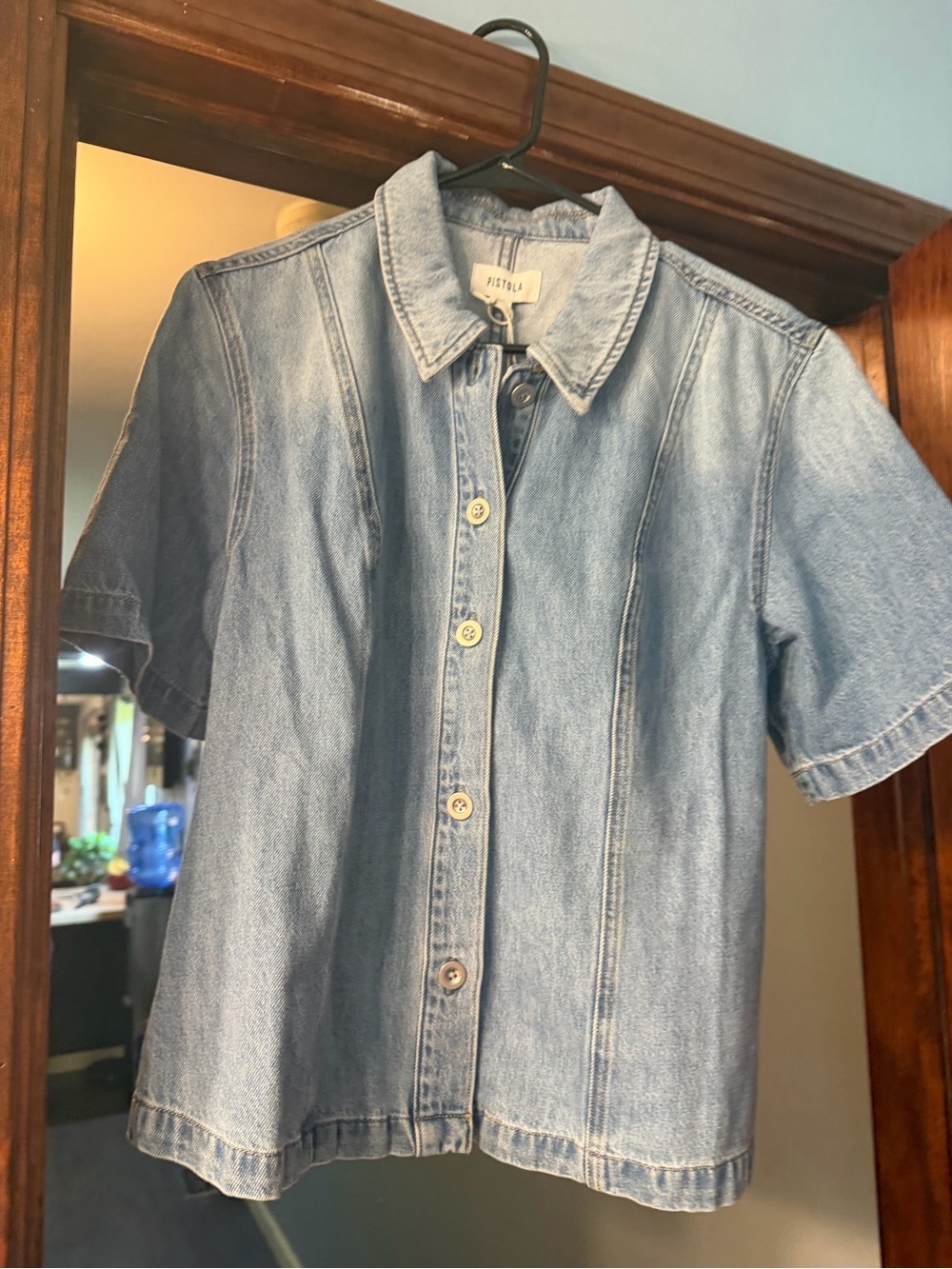 Pistola Light Wash Denim Blouse